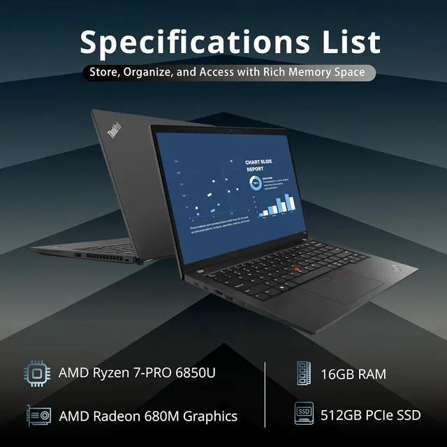Alt view image 2 of 7 - Lenovo ThinkPad T14s G3 14" WUXGA Touchscreen Business Laptop, AMD Ryzen 7 Pro 6850U, 16GB LPDDR5 RAM, 512GB SSD, AMD Radeon 680M, Backlit KB, Fingerprint Reader, Win 11 Pro, 32GB USB Card