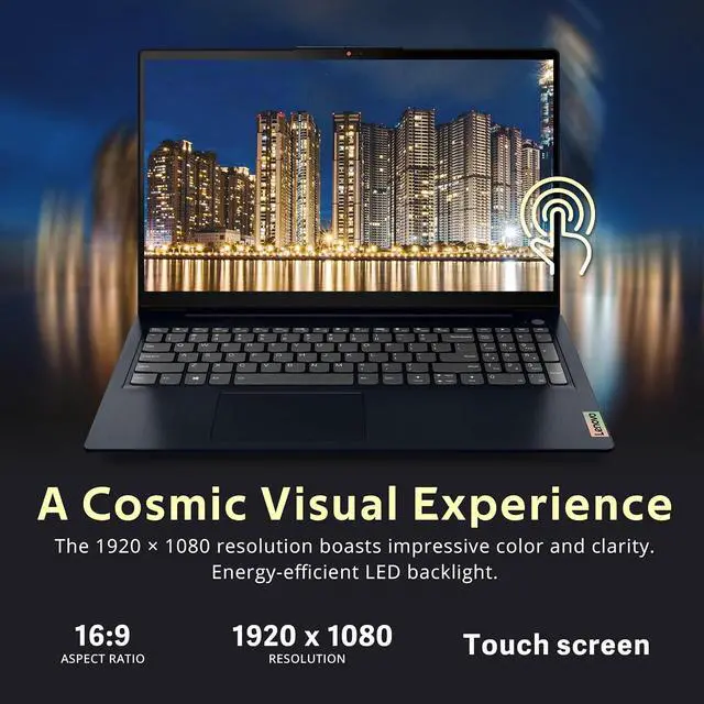 Alt view image 3 of 7 - Lenovo IdeaPad 15.6" FHD Touchscreen Laptop, Intel Core i5-1155G7, 8GB RAM, 512GB PCIe SSD, Intel Iris Xe Graphics, HD Webcam, Num Pad, WiFi 6, Win 11, Abyss Blue, 32GB Hotface USB Card