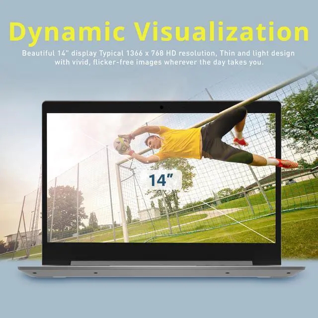 Alt view image 6 of 6 - Lenovo IdeaPad 14" HD Display Laptop Computer, AMD A6-9220e Processor, 4GB RAM, 64GB eMMC, 1 Year Office 365, AMD Radeon R4 Graphics, HDMI, Windows 10 S, Gray, 128GB USB Card