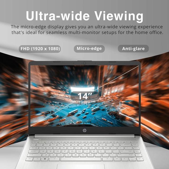 Alt view image 3 of 7 - HP 14" FHD Anti-Glare Laptop, Intel Core i3-1215U, 16GB RAM, 1TB PCIe SSD, Intel UHD Graphics, HD Webcam, Backlit Keyboard, Wi-Fi 5, Bluetooth, Sliver, Win 11, 32GB USB Card