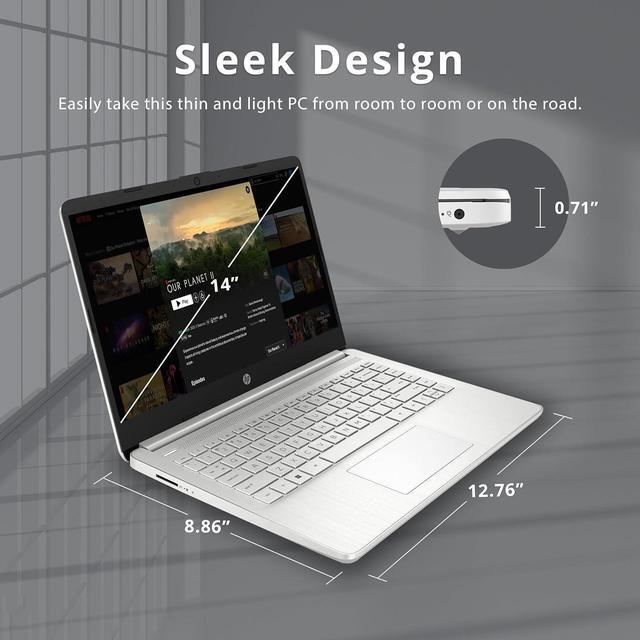 Alt view image 6 of 7 - HP 14" FHD Anti-Glare Laptop, Intel Core i3-1215U, 16GB RAM, 1TB PCIe SSD, Intel UHD Graphics, HD Webcam, Backlit Keyboard, Wi-Fi 5, Bluetooth, Sliver, Win 11, 32GB USB Card
