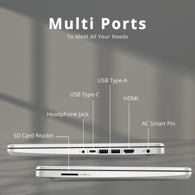 Alt view image 7 of 7 - HP 14" FHD Anti-Glare Laptop, Intel Core i3-1215U, 16GB RAM, 1TB PCIe SSD, Intel UHD Graphics, HD Webcam, Backlit Keyboard, Wi-Fi 5, Bluetooth, Sliver, Win 11, 32GB USB Card