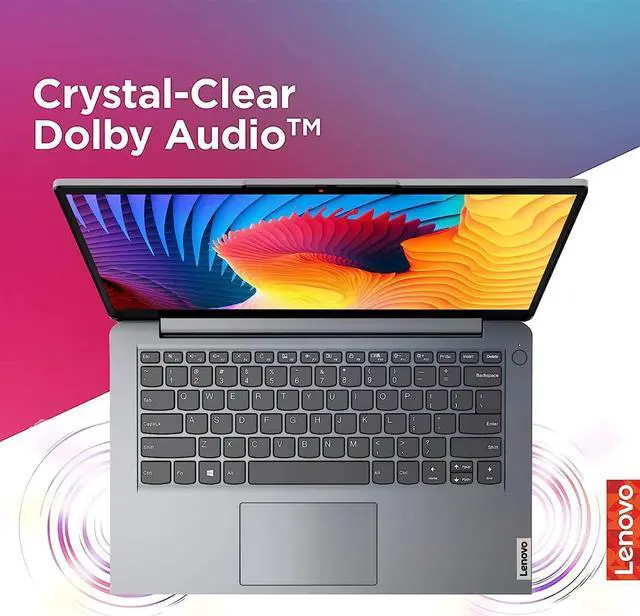 Alt view image 3 of 7 - Lenovo Ideapad 1i 14" HD Laptop, Intel Celeron N4020 Processor, 4GB RAM, 64GB eMMC flash memory, 720P HD Webcam, Stereo Speakers, Grey, Wind 11, 32GB Snowbell USB Card