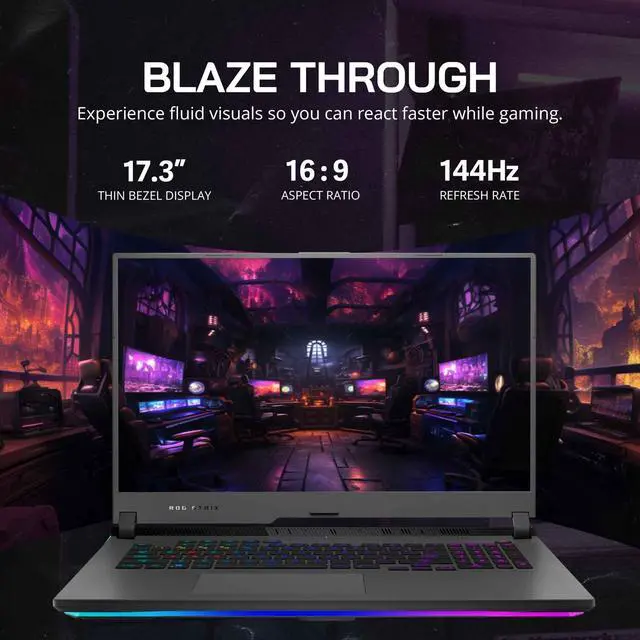 Alt view image 3 of 7 - ASUS ROG Strix G17 Gaming Laptop, 17.3" 144Hz IPS FHD Display, AMD Ryzen 7 6800H Processor, 32GB DDR5 RAM, 1TB PCIe SSD, NVIDIA GeForce RTX 3050, RGB Keyboard, Windows 11 Pro, Hotface 32GB USB Card