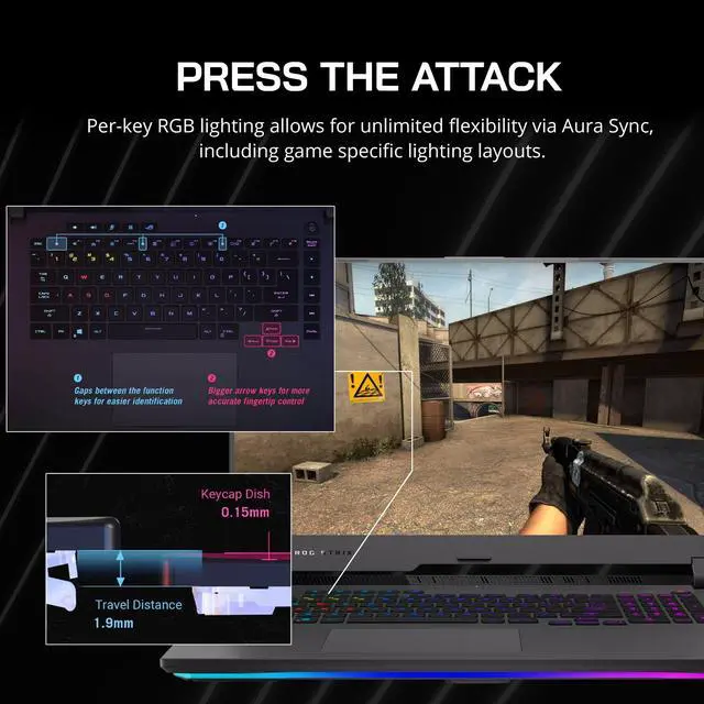 Alt view image 5 of 7 - ASUS ROG Strix G17 Gaming Laptop, 17.3" 144Hz IPS FHD Display, AMD Ryzen 7 6800H Processor, 32GB DDR5 RAM, 1TB PCIe SSD, NVIDIA GeForce RTX 3050, RGB Keyboard, Windows 11 Pro, Hotface 32GB USB Card