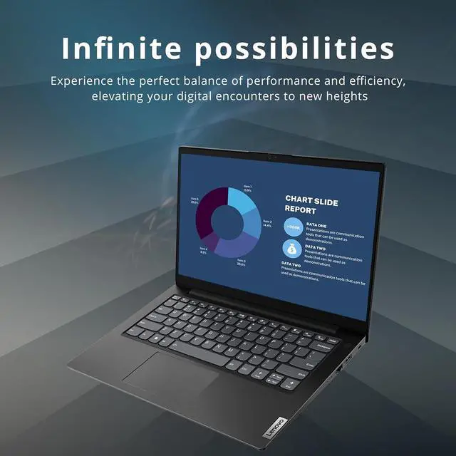 Alt view image 6 of 7 - LENOVO V14 G2 14" FHD Business Laptop, AMD Ryzen 5 5500U, 8GB RAM, 256GB PCIe SSD, AMD Radeon Graphics, HD Camera, Standard Keyboard, Dolby Audio, WiFi, Win 10 Pro, Black, 32GB SnowBell USB Card