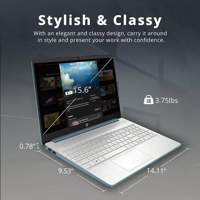 Alt view image 6 of 7 - HP 15.6" FHD Laptop, AMD Ryzen 5-5500U Processor(Beats Intel i7-1065G7), 32GB RAM, 2TB PCIe SSD, AMD Radeon Graphics, HD Webcam, Bluetooth, Wi-fi, Win 11 Pro, Blue, 32GB USB Card 32GB / 2TB PCIe SSD