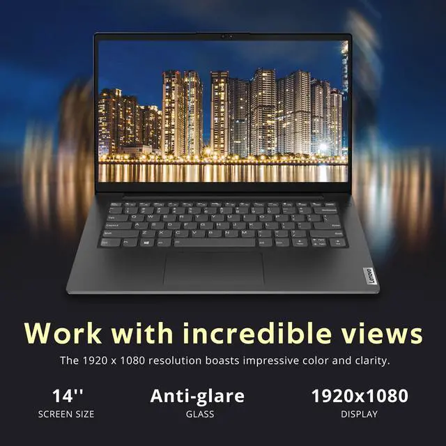 Alt view image 3 of 7 - Lenovo V14 Gen4 14" FHD Business Laptop, AMD Ryzen 5 7520U Processor, 8GB LPDDR5 RAM, 1TB PCIe SSD, AMD Radeon 610M Graphics, Dolby Audio, HD Webcam, Wi-Fi, Windows 11 Pro, 32GB Hotface USB Card