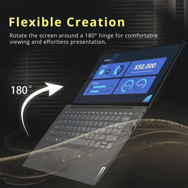 Alt view image 4 of 7 - Lenovo V14 Gen4 14" FHD Business Laptop, AMD Ryzen 5 7520U Processor, 8GB LPDDR5 RAM, 1TB PCIe SSD, AMD Radeon 610M Graphics, Dolby Audio, HD Webcam, Wi-Fi, Windows 11 Pro, 32GB Hotface USB Card