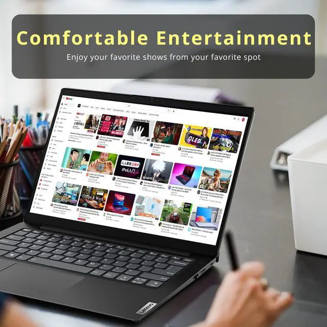 Alt view image 7 of 7 - Lenovo V14 Gen4 14" FHD Business Laptop, AMD Ryzen 5 7520U Processor, 8GB LPDDR5 RAM, 1TB PCIe SSD, AMD Radeon 610M Graphics, Dolby Audio, HD Webcam, Wi-Fi, Windows 11 Pro, 32GB Hotface USB Card