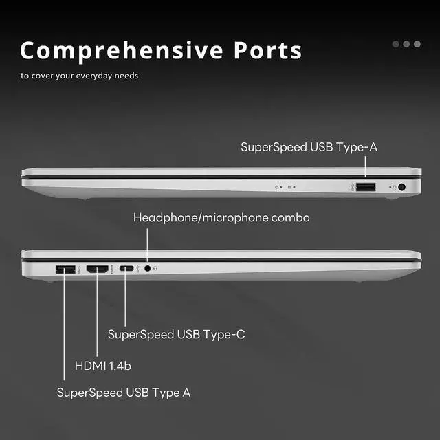 Alt view image 5 of 7 - HP 17.3'' FHD 1920 x 1080 Business Laptop, Intel Core i5-1235U, 32GB RAM, 1TB PCIe SSD, Intel Iris Xe Graphics, Backlit Keyboard, HD Camera, Bluetooth, Win 11 Pro, Silver, (renewed)