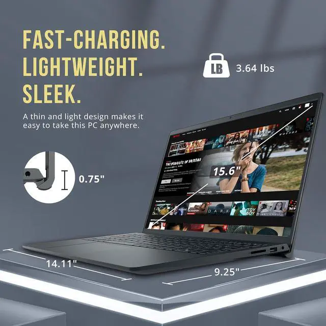 Alt view image 6 of 7 - Dell Inspiron 15.6" FHD Touchscreen Business Laptop, Intel Core i7-1355U, 16GB DDR4 RAM, 1TB PCIe SSD, Intel Iris Xe Graphics, 1080p Webcam, Wi-Fi 6, Bluetooth, Black, Win 11