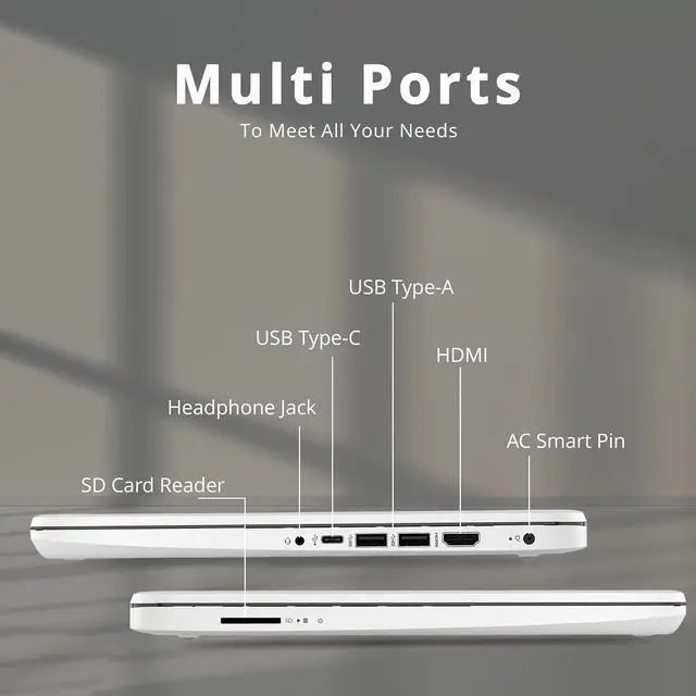 Alt view image 6 of 6 - HP Stream 14" HD Laptop, Intel Celeron N4120 Processor, 4GB RAM, 64GB eMMC, HD Audio, HD Webcam, Intel UHD Graphics 600, 1 Year Office, HDMI, Win 11 S, White, 32GB Hotface USB Card