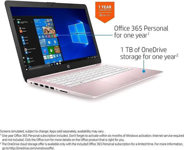 Alt view image 3 of 7 - HP Stream 14" HD SVA Laptop, Intel Celeron N4120 Processor, 4GB RAM, 64GB eMMC Flash Memory, Webcam, 1-Year Office, Intel UHD Graphics 600, Win 11S, Rose Pink, 32GB Hotface USB Card