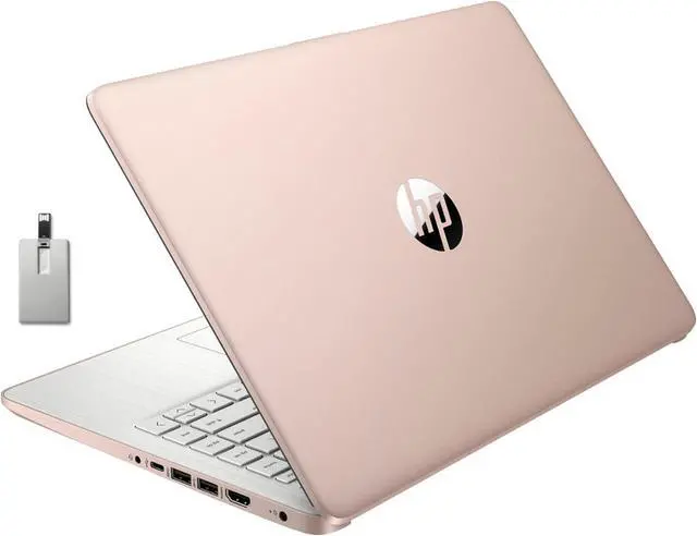 Main image of HP Stream 14" HD BrightView Laptop, Intel Celeron N4120, 4GB RAM, 64GB SSD, Intel HD Graphics, 720p Webcam, 1 year Office 365, Gold, Win 11, 32GB Hotface USB Card