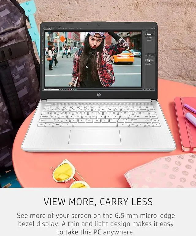 Alt view image 3 of 6 - HP Stream 14" HD Laptop, Intel Celeron N4120 Processor, 4GB RAM, 64GB eMMC, HD Audio, HD Webcam, Intel UHD Graphics 600, 1 Year Office, HDMI, Win 11 S, White, 32GB Hotface USB Card