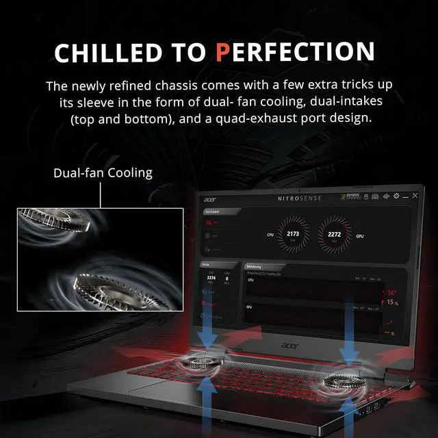 Alt view image 6 of 7 - Acer Nitro 5 15.6" QHD (2560 x 1440) 165Hz Gaming Laptop, AMD Ryzen 7 6800H, 64GB DDR5 RAM, 4TB SSD, NVIDIA GeForce RTX 3070Ti, 4-Zone RGB Keyboard, Wi-Fi 6, Win 11 Pro, Black, 32GB Hotface USB Card