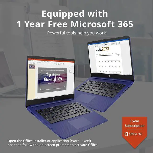 Alt view image 3 of 7 - HP Stream 14" HD BrightView Laptop, Intel Celeron N4120, 8GB RAM, 64GB eMMC, Intel UHD Graphics, 720p Webcam, 1 Year Office 365, Blue, Win 11 S, 32GB Hotface USB Card