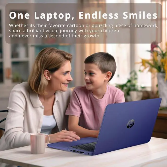 Alt view image 6 of 7 - HP Stream 14" HD BrightView Laptop, Intel Celeron N4120, 8GB RAM, 64GB eMMC, Intel UHD Graphics, 720p Webcam, 1 Year Office 365, Blue, Win 11 S, 32GB Hotface USB Card