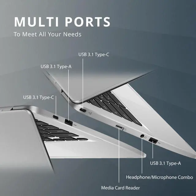 Alt view image 4 of 6 - ASUS Chromebook C423 14" Laptop Computer for Business Student, Intel Celeron N3350 up to 2.4GHz, 4GB DDR4, 64GB eMMC, 802.11AC WiFi, Bluetooth, USB Type-C, Chrome OS, Renewed