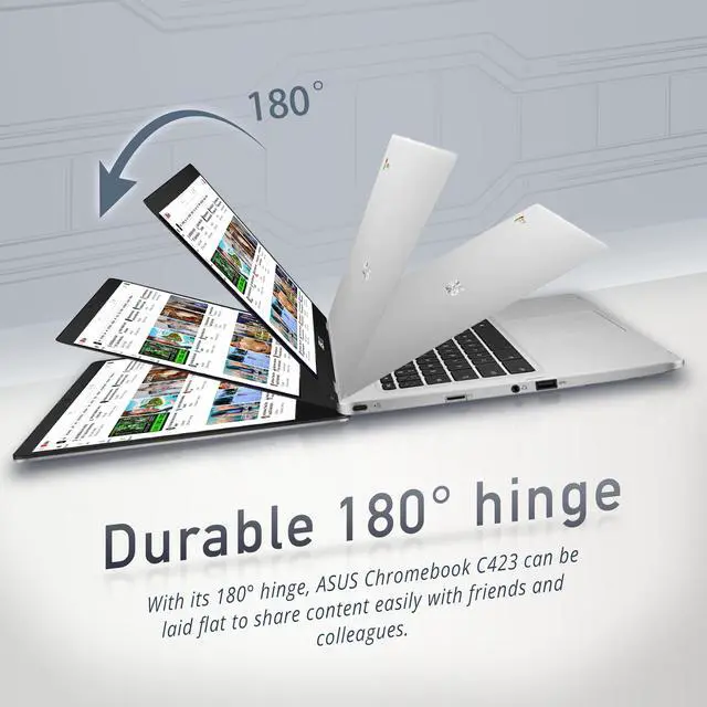 Alt view image 2 of 6 - ASUS Chromebook C423 14" Laptop Computer for Business Student, Intel Celeron N3350 up to 2.4GHz, 4GB DDR4, 64GB eMMC, 802.11AC WiFi, Bluetooth, USB Type-C, Chrome OS, Renewed