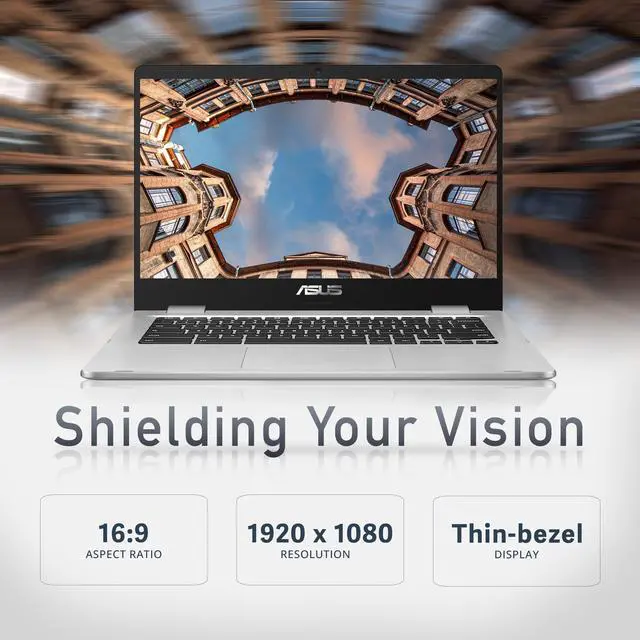 Alt view image 6 of 6 - ASUS Chromebook C423 14" Laptop Computer for Business Student, Intel Celeron N3350 up to 2.4GHz, 4GB DDR4, 64GB eMMC, 802.11AC WiFi, Bluetooth, USB Type-C, Chrome OS, Renewed