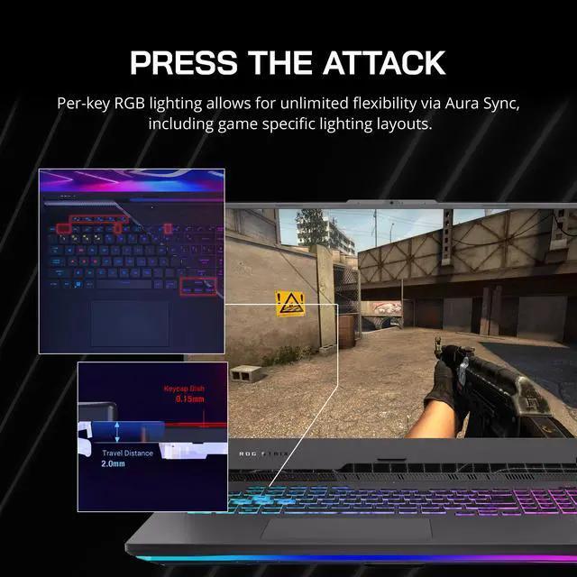 Alt view image 5 of 7 - ASUS ROG Strix G17 Gaming Laptop, 17.3" QHD 240Hz Display, AMD Ryzen 9 7845HX, GeForce RTX 4060, 32GB DDR5 RAM, 2TB PCIe SSD, RGB Backlit Keyboard, Win 11 Pro, Gray, 128GB Hotface Extension Set