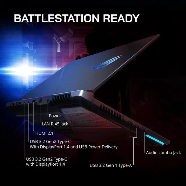 Alt view image 7 of 7 - ASUS ROG Strix G17 Gaming Laptop, 17.3" QHD 240Hz Display, AMD Ryzen 9 7845HX, GeForce RTX 4060, 32GB DDR5 RAM, 2TB PCIe SSD, RGB Backlit Keyboard, Win 11 Pro, Gray, 128GB Hotface Extension Set