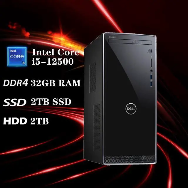 Alt view image 2 of 5 - Dell OptiPlex 3000 Full Size Tower Business Desktop, Intel Core i5-12500 processor, 32GB DDR4 RAM, 2TB PCIe SSD + 2TB HDD, DVDRW, Ethernet, WiFi Adapter, KB& Mouse, Windows 11 Pro, Black