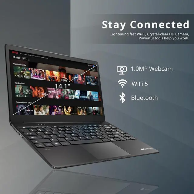 Alt view image 4 of 7 - Gateway Ultra Slim Laptop, 14.1" IPS FHD Display, Intel Core i5-1135G7, 16GB RAM, 2TB SSD, Intel Iris Xe Graphics, 1.0 MP Camera, Fingerprint Scanner, Bluetooth, Black,Win 10, 32GB Hotface USB Card
