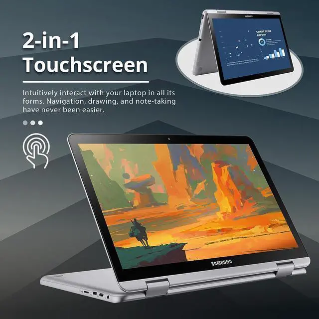 Alt view image 3 of 7 - SAMSUNG Chromebook Plus V2 2-in-1 Touchscreen Laptop, 12.2" WUXGA Display, Intel Celeron 3965Y, 4GB RAM, 64GB eMMC, 1M Camera, Wi-Fi 5, Bluetooth Mouse, Stylus Pen, Chrome OS, Silver, 32GB USB Card