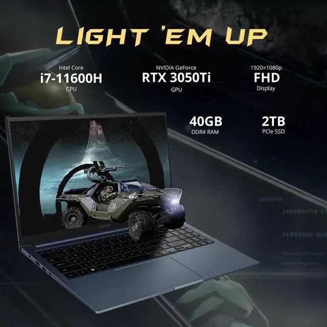 Alt view image 2 of 7 - Samsung Galaxy Book Odyssey 15.6" FHD Gaming Laptop, Intel Core i7- 11600H, 40GB RAM, 2TB PCIe SSD, NVIDIA GeForce RTX 3050 Ti, Backlit Keyboard, Fingerprint Reader, Win 11 Pro, 32GB Hotface USB Card