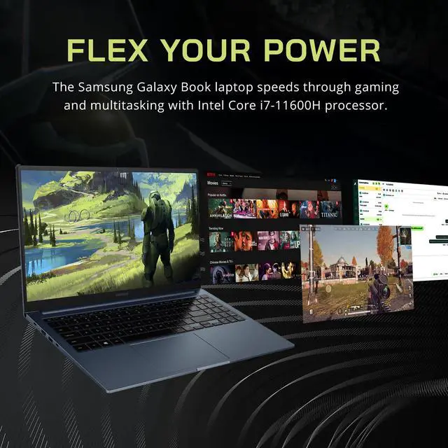 Alt view image 5 of 7 - Samsung Galaxy Book Odyssey 15.6" FHD Gaming Laptop, Intel Core i7- 11600H, 40GB RAM, 2TB PCIe SSD, NVIDIA GeForce RTX 3050 Ti, Backlit Keyboard, Fingerprint Reader, Win 11 Pro, 32GB Hotface USB Card