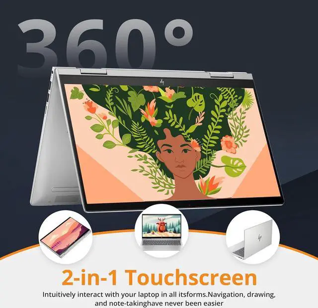 Alt view image 5 of 7 - HP Envy x360 2-in-1 14" FHD Touchscreen Laptop, Intel Core i7-1355U, 16GB RAM, 1TB SSD, Backlit KB, 5MP Camera, Fingerprint Reader, Intel Iris Xe Graphics, Wi-Fi 6E, Win 11, Silver, 32GB USB Card