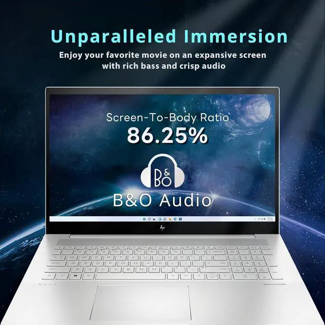 Alt view image 5 of 7 - HP Envy 17.3" FHD Laptop, Intel Core i7-1260P, 64GB DDR4 RAM, 2TB PCIe SSD, Backlit Keyboard, Intel Iris Xe Graphics, 5MP IR camera, Wi-Fi 6E, Bluetooth, Win 11 Pro, Silver, 32GB USB Card (Renewed)
