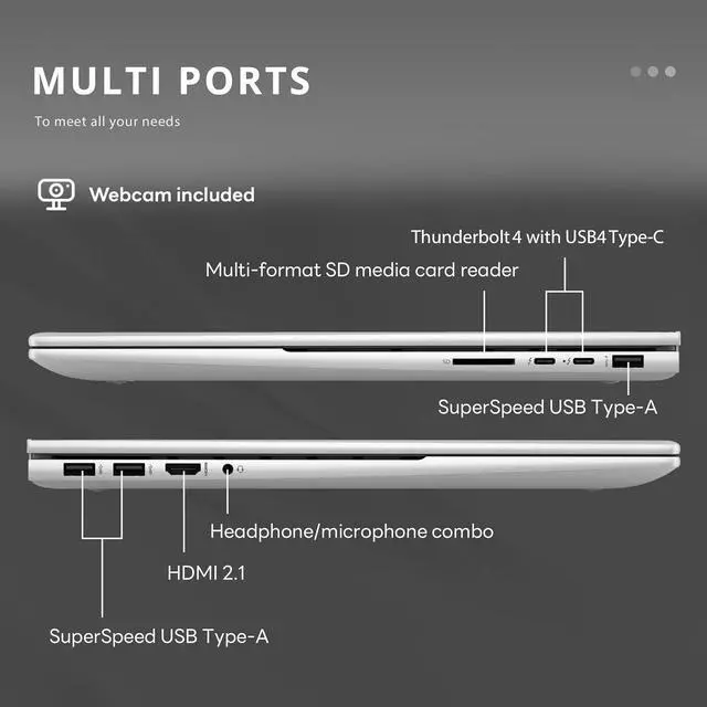 Alt view image 6 of 7 - HP Envy 17.3" FHD Laptop, Intel Core i7-1260P, 64GB DDR4 RAM, 2TB PCIe SSD, Backlit Keyboard, Intel Iris Xe Graphics, 5MP IR camera, Wi-Fi 6E, Bluetooth, Win 11 Pro, Silver, 32GB USB Card (Renewed)