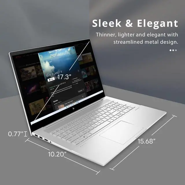 Alt view image 7 of 7 - HP Envy 17.3" FHD Laptop, Intel Core i7-1260P, 64GB DDR4 RAM, 2TB PCIe SSD, Backlit Keyboard, Intel Iris Xe Graphics, 5MP IR camera, Wi-Fi 6E, Bluetooth, Win 11 Pro, Silver, 32GB USB Card (Renewed)