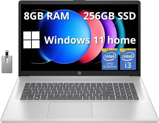 Main image of HP 17.3" Full HD Laptop, Intel Core i3 1215U Processor, 64GB DDR4 RAM, 2TB PCIe SSD, Intel UHD Graphics, Wi-Fi 5, HD Camera, Windows 11 Home, Natural Silver, 32GB Hotface USB Card