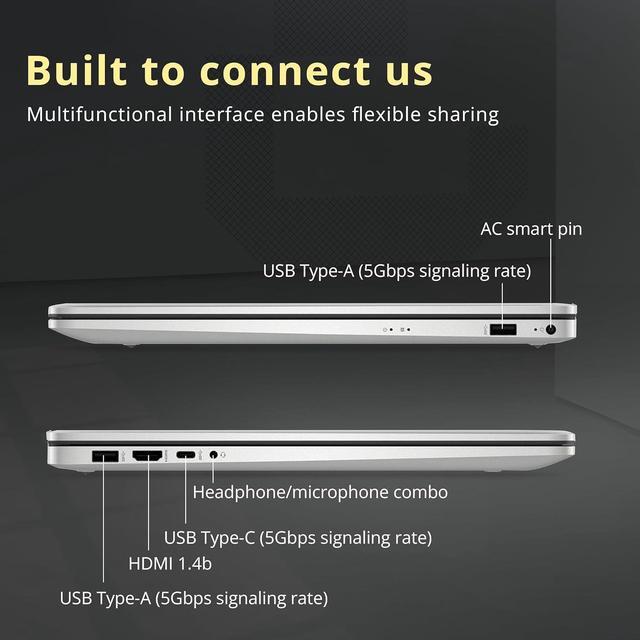 Alt view image 7 of 7 - HP 17.3" Full HD Laptop, Intel Core i3 1215U Processor, 64GB DDR4 RAM, 2TB PCIe SSD, Intel UHD Graphics, Wi-Fi 5, HD Camera, Windows 11 Home, Natural Silver, 32GB Hotface USB Card