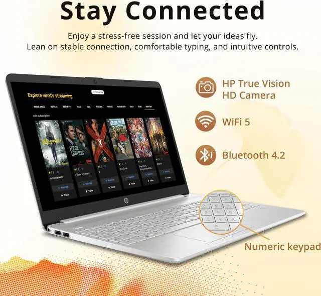 Alt view image 5 of 7 - HP 15.6" FHD Touchscreen Business Laptop, Intel Core i7-1255U, 32GB RAM, 1TB PCIe SSD, Intel Iris Xe Graphics, Num Pad, Webcam, Windows 11 Pro, Natural Silver, 32GB Hotface USB Card