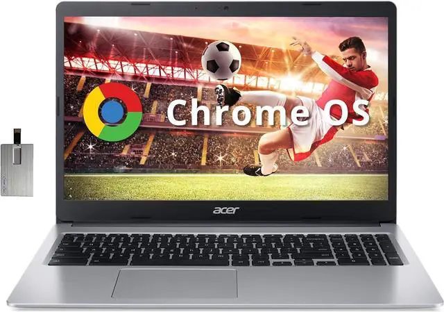Main image of Acer Chromebook 315, 15.6" HD Anti-Glare Display, Intel Celeron N4000, 4GB LPDDR4 RAM, 32GB eMMC, Intel UHD Graphics 600, Numeric Keypad, WiFi 5, HD Webcam, Chrome OS, Silver, 128GB Hotface USB Card