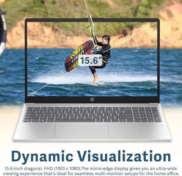 Alt view image 3 of 6 - HP 15.6" Full HD Laptop, AMD Ryzen 5 7520U Processor, 16GB RAM, 2TB SSD, AMD Radeon Graphics, Bluetooth, Wi-Fi, Windows 11, Silver, 32GB Hotface USB Card