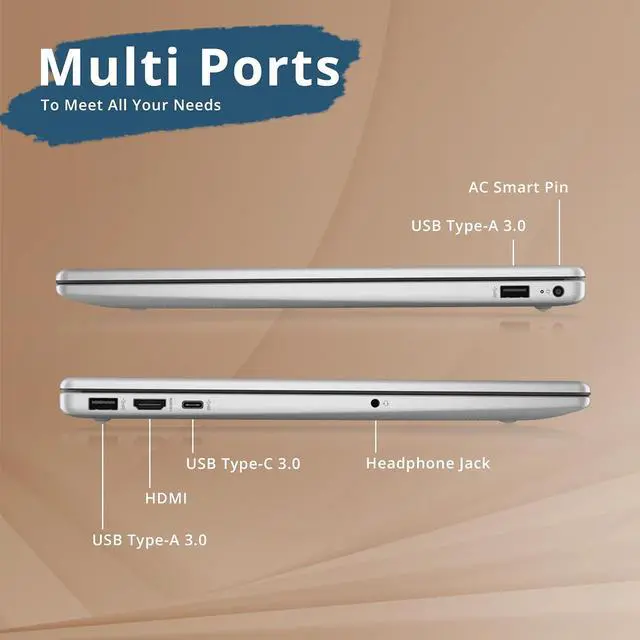 Alt view image 6 of 6 - HP 15.6" Full HD Laptop, AMD Ryzen 5 7520U Processor, 16GB RAM, 2TB SSD, AMD Radeon Graphics, Bluetooth, Wi-Fi, Windows 11, Silver, 32GB Hotface USB Card