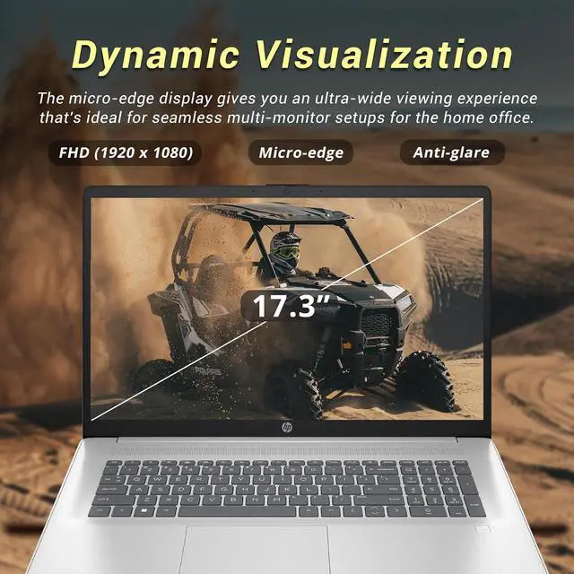 Alt view image 3 of 7 - HP 17.3" IPS FHD Business Laptop, Intel Core i3-N305 Processor, 16GB RAM, 512GB SSD, Intel UHD Graphics, Fingerprint Reader, HD Camera, Wi-Fi 6, Windows 11 Pro, Natural Silver, 32GB Hotface USB Card