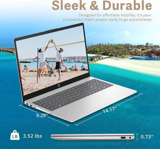 Alt view image 5 of 6 - HP 15.6" Full HD Laptop, AMD Ryzen 5 7520U Processor, 16GB RAM, 2TB SSD, AMD Radeon Graphics, Bluetooth, Wi-Fi, Windows 11, Silver, 32GB Hotface USB Card