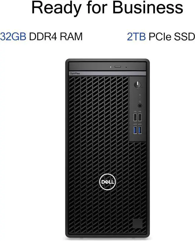 Alt view image 2 of 6 - Dell OptiPlex 3000 Tower Business Desktop, 12th Gen Intel Core i3-12100 Processor, 32GB RAM, 2TB PCIe SSD, Intel UHD Graphics 730, Wired Keyboard & Mouse, Windows 11 Pro, Black