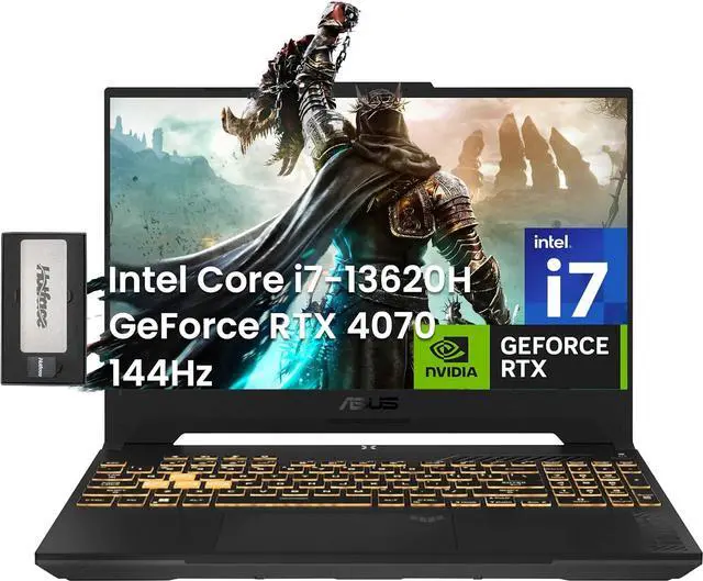 Main image of ASUS TUF 15.6" FHD 144Hz Gaming Laptop, Intel i7-13620H, NVIDIA GeForce RTX 4070 8GB, 64GB DDR5, 2TB SSD, RGB Backlit Keyboard, WiFi 6, Webcam, Win 11 Pro, Mecha Grey, 256GB Docking Station Set