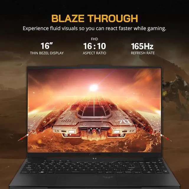 Alt view image 3 of 6 - ASUS TUF A16 16" 165Hz FHD Gaming Laptop, AMD Ryzen 7-7735HS, 32GB DDR5, 2TB PCIe SSD, AMD Radeon RX 7700S, Backlit Keyboard, Dolby Atmos, WiFi 6, Off Black, Win 11 Pro, 256GB Docking Station Set