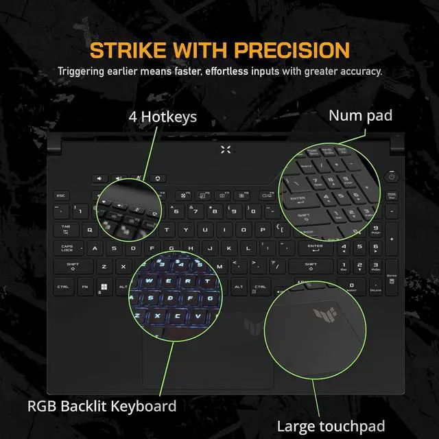 Alt view image 4 of 6 - ASUS TUF A16 16" 165Hz FHD Gaming Laptop, AMD Ryzen 7-7735HS, 32GB DDR5, 2TB PCIe SSD, AMD Radeon RX 7700S, Backlit Keyboard, Dolby Atmos, WiFi 6, Off Black, Win 11 Pro, 256GB Docking Station Set