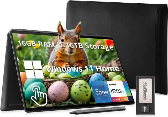 Main image of HP Spectre x360 16" 3K+ 2-in-1 Touch Laptop, Intel i7-13700H, 16GB RAM, 1.16TB Storage(1TB SSD+160GB Docking Station Set), Backlit KB, Fingerprint, Privacy Cam, Stylus Pen & Sleeve, Win 11 Home, Black